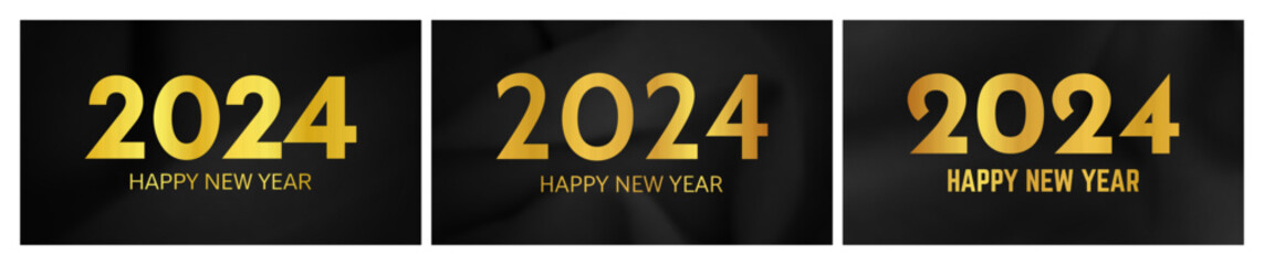 2024 Happy New Year on dark silk background