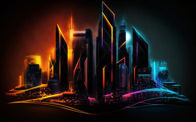 Futuristic London, Cityscape Skyscraper, abstract background with lights