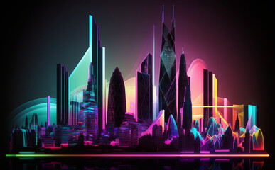 Futuristic London, Cityscape Skyscraper, illustration of a city