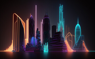 Futuristic London, Cityscape Skyscraper, city skyline at night
