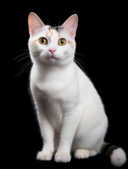 Japanese Bobtail Cat Studio Shot Isolated on Clear Background, Generative AI