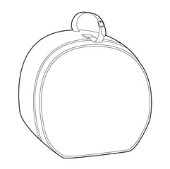 Hat Box Bag round silhouette bag. Fashion accessory technical illustration. Vector satchel front 3-4 view for Men, women, unisex style, flat handbag CAD mockup sketch outline isolated