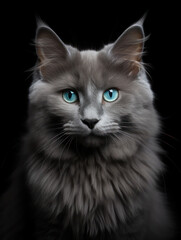 Nebelung Cat Studio Shot Isolated on Clear Background, Generative AI