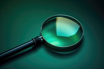 Magnifying glass on solid colored background. Detective's tools. Magnify. Zoom. Elegant. Glass