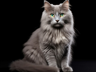 Fototapeta premium Nebelung Cat Studio Shot Isolated on Clear Background, Generative AI
