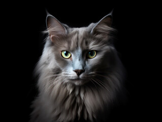 Nebelung Cat Studio Shot Isolated on Clear Background, Generative AI