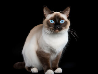 Snowshoe Cat Studio Shot Isolated on Clear Background, Generative AI