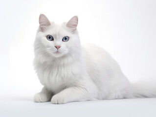 Obraz premium Turkish Angora Cat Studio Shot Isolated on Clear Background, Generative AI