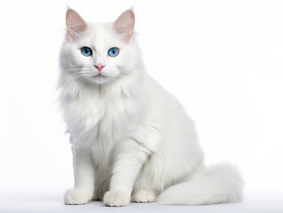 Obraz premium Turkish Angora Cat Studio Shot Isolated on Clear Background, Generative AI
