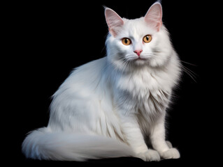 Obraz premium Turkish Angora Cat Studio Shot Isolated on Clear Background, Generative AI