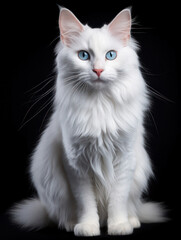 Turkish Angora Cat Studio Shot Isolated on Clear Background, Generative AI