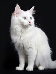 Turkish Angora Cat Studio Shot Isolated on Clear Background, Generative AI