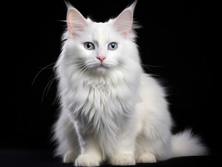 Turkish Angora Cat Studio Shot Isolated on Clear Background, Generative AI