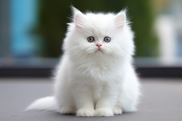 small cute white fluffy kitten