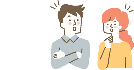 何かに気づいた中年夫婦二人_色