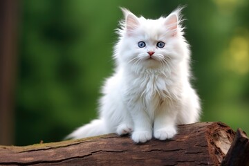 Naklejka na ściany i meble small cute white fluffy kitten