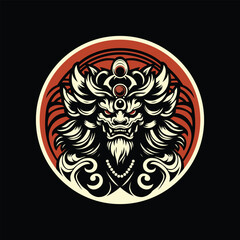abstract culture lion logo Art japan style. vector illustration