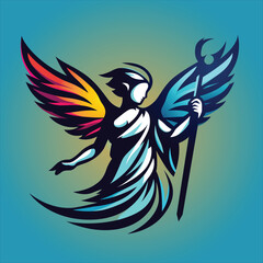 logo angel fire and ice wing. vector illustration