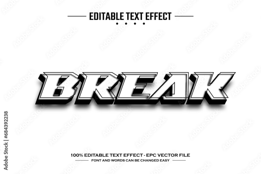 Poster break 3d editable text effect template