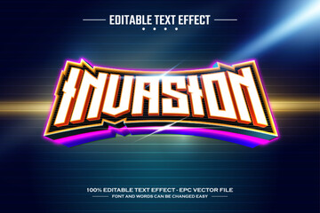 Naklejka na ściany i meble Invasion 3D editable text effect template