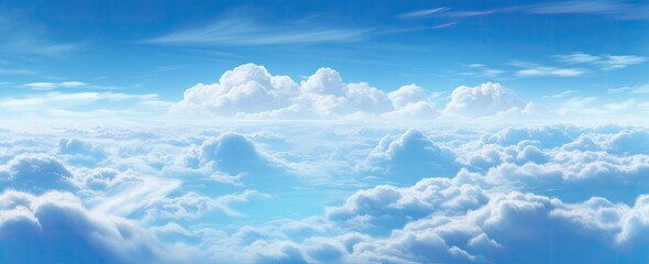 Fototapeta na wymiar Blue Sky Dreamscape: Nebulous Clouds in Soft Atmosphere, Heavenly Cloudscape. Generative AI