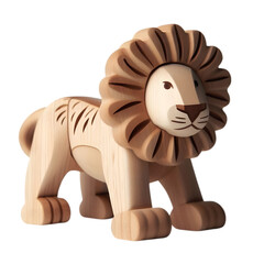 Wooden Lion Toy Illustration Art With a Transparent Background Generative AI.