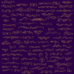 Golden vintage floral elements art deco style decoration. Vector graphic elements for design vector elements. Swirl elements decorative illustration. 