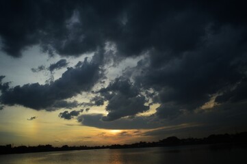 Clouds covered the sun before sunset