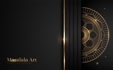 Abstract black and gold luxury mandala background