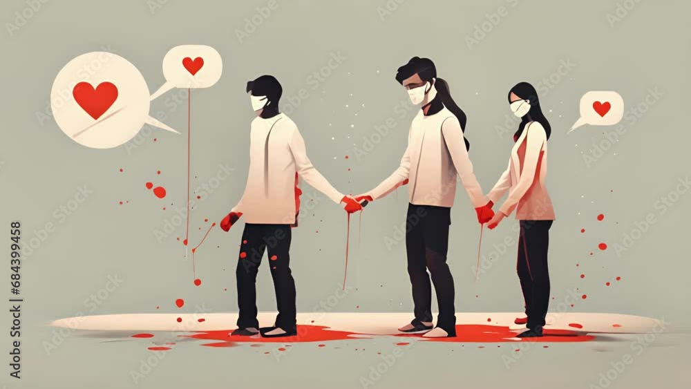 Aufkleber minimal flat motion of a couple in a toxic relationship, with one partner constantly manipulating th