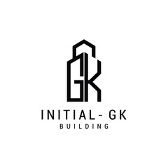 Letter g k logo icon design building template premium vector