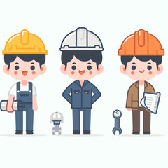 engineer vector character colorful simple design white background eps8