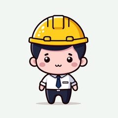 engineer vector character colorful simple design white background eps8