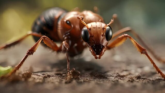 A macro shot of an ants textured exoskeleton .