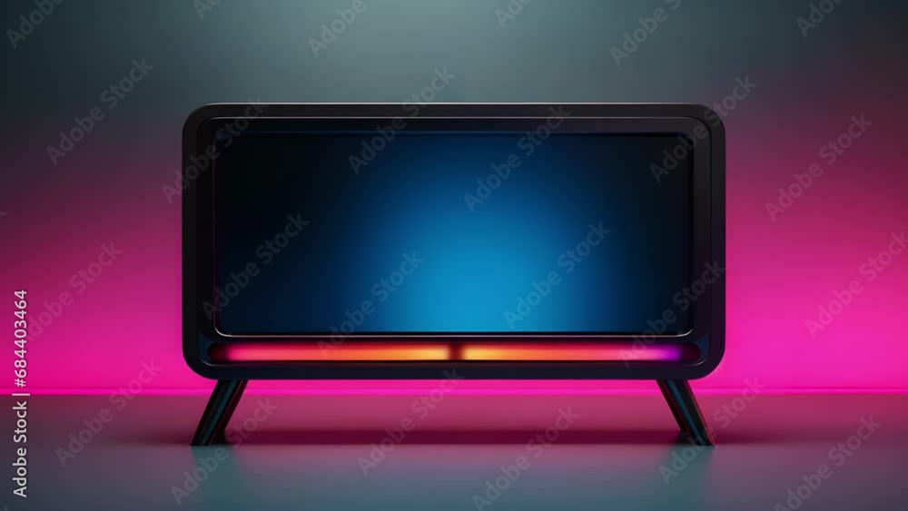 Poster a boxy black tv with a rectangular screen featuring an angular design and a prominent rectangular sp