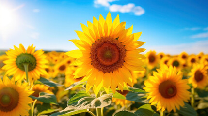 Fototapeta premium sunflower in a field in the sunlight.generative ai
