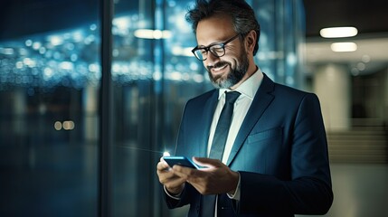 professional man using mobile smart phone