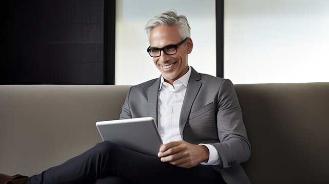 businessman working on laptop in office 