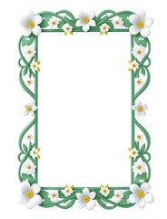 frame with flowers and leaves