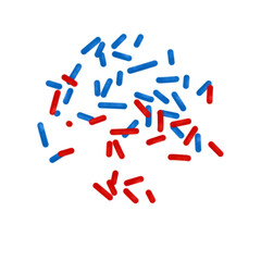 Illustration of red and blue meises