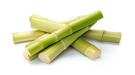 fresh green sugarcane isolated on white background