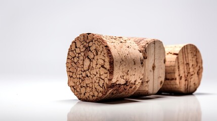 Champagne cork and crushed cocoa powder isolated on white background
