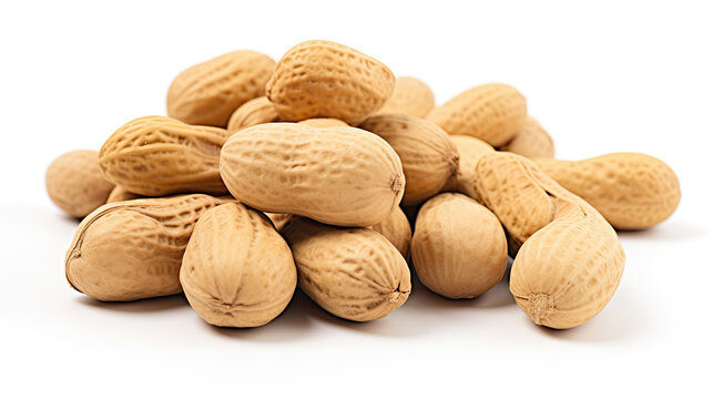 close up shelled peanuts isolated on white background