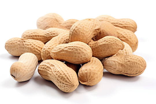 close up shelled peanuts isolated on white background
