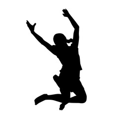 Silhouette of teenager jumping pose. Silhouette of a teen happily jumping.