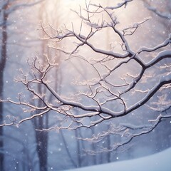 snow covered tree branches.Generative AI
