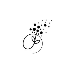 Abstract dandelion plant logo in line art design style