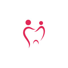 Dental care logo with people icons in flat design style concept
