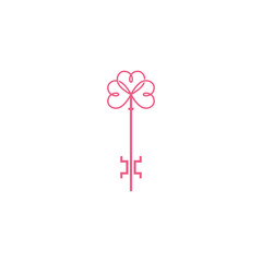 Key logo icon design with love symbol in line art design style