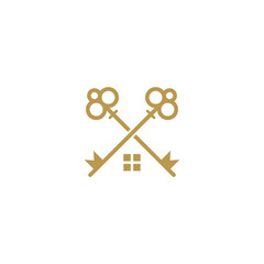 Luxury key icon vector design logo with house symbol